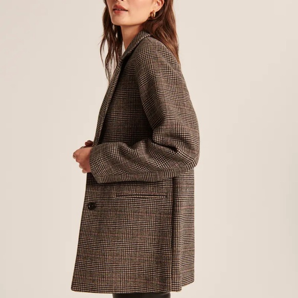 Abercrombie Plaid Blazer Coat NWOT size large Brown Plaid Academia - Picture 7 of 7